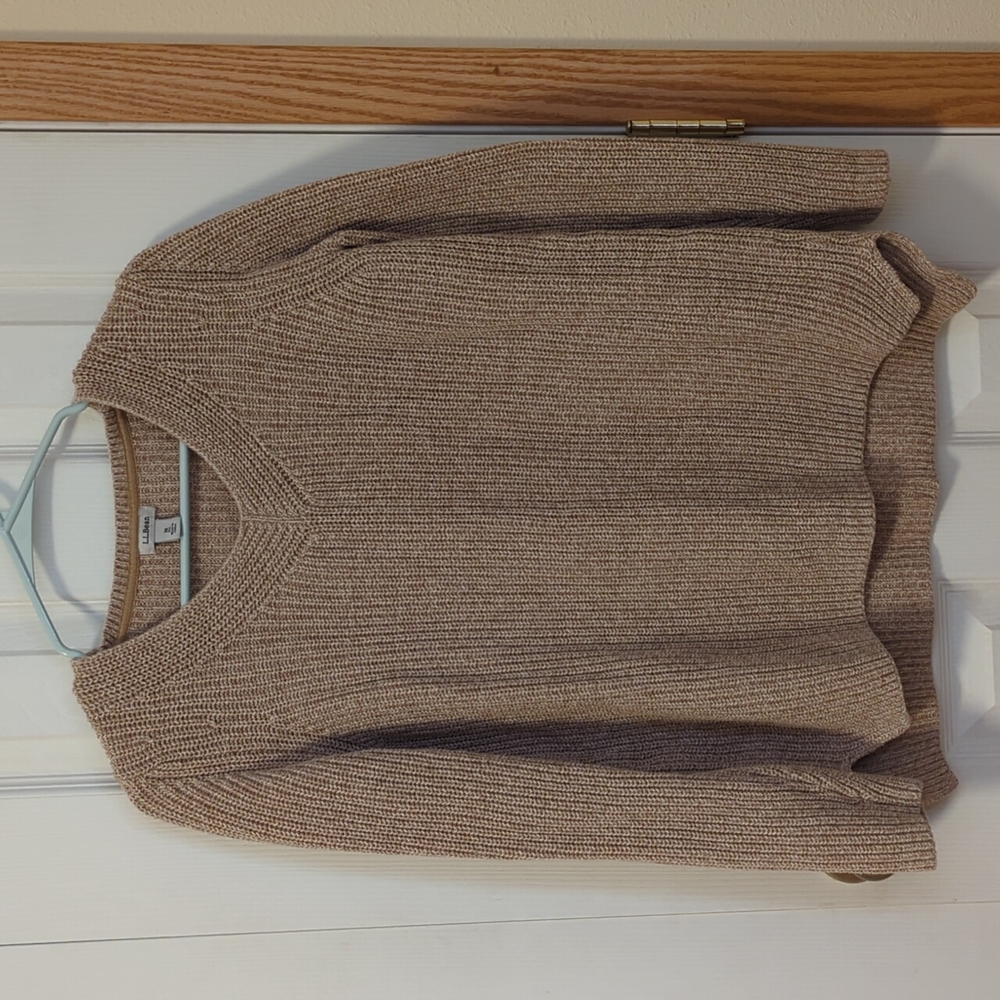 LLBean V-neck Sweater Fisherman Knit